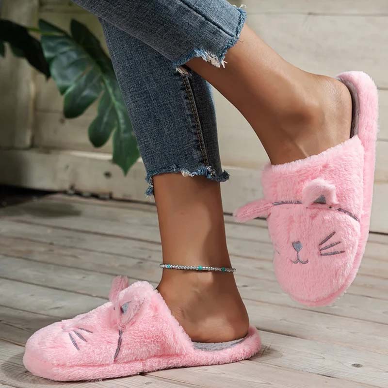 Flauschige Plüsch-Schuhen mit Cartoon-Katzen-Design