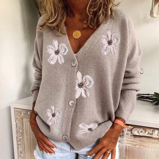 Muster-Cardigan mit Margeriten-Print